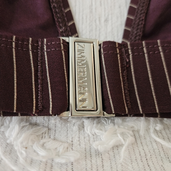 Zimmermann Maroon And Gold Pin Striped Bikini Top Size 1 (US 4-6) - Picture 4 of 8